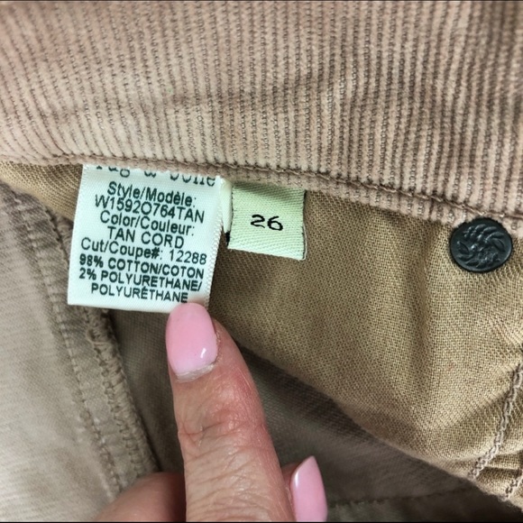 Rag & BoneTomboy Corduroy Tan Cropped Pants Sz 26 - Picture 7 of 7